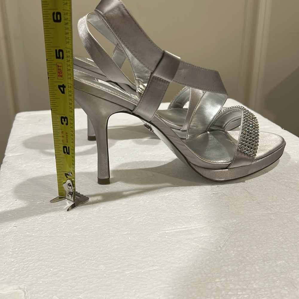 Nina Rhinestone Strappy Heels Pumps open top slingback size 8.5 grey silver - Picture 9 of 15